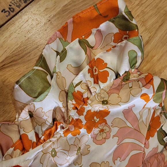 Entro Floral Mini Dress - Orange and Green - Picture 6 of 12